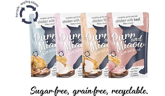 Purr and miaow cat food