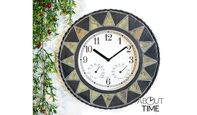 About Time Slate Effect Patterned Outdoor Garden Clock About Time Slate Effect Patterned Outdoor Garden Clock