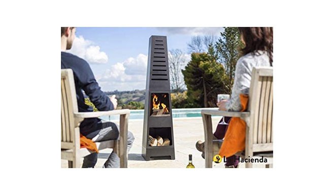 La Hacienda Skyline Black Steel Garden Chiminea La Hacienda Skyline Black Steel Garden Chiminea